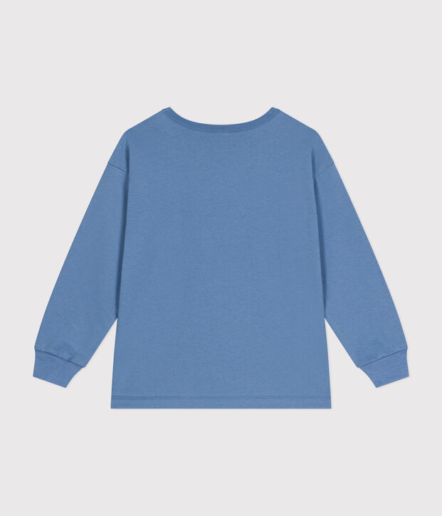 Little boys' long-sleeved T-shirt in fine jersey blue