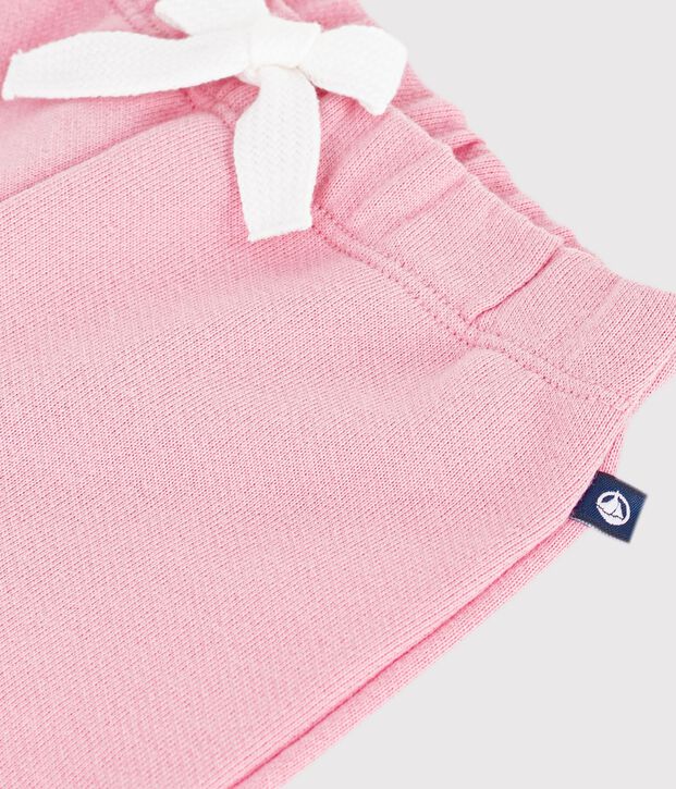 Babies' jogging bottoms in plain cotton pink