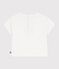 Babies' short-sleeved cotton T-shirt with a seagull motif MARSHMALLOW white