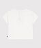 Babies' short-sleeved cotton T-shirt with a seagull motif white