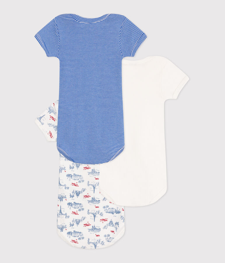 Babies' Paris-pattern short-sleeved cotton bodies - 3-Pack multicolor