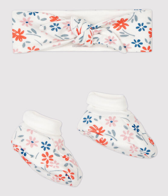 Baby Girls' Floral Organic Cotton Headband and Bootees Set variante 1