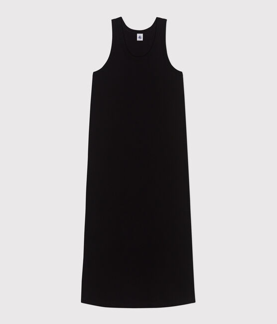 Women's long cotton vest dress BLACK black