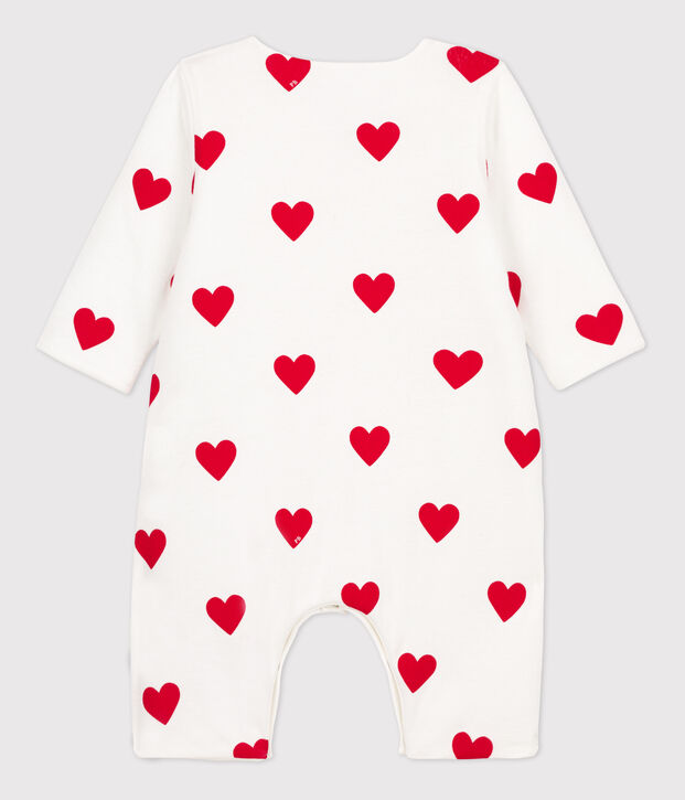 Babies' Ribbed Red Heart Jumpsuit white/red