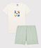 Girls' Floral Cotton Short Pyjamas MARSHMALLOW white/HERBIER