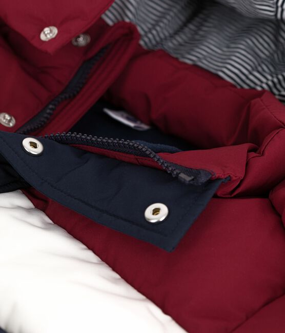 Children's plain colourblock puffer jacket SMOKING blue/MULTICO white
