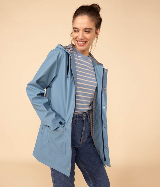Iconic Recycled Fabric and Organic Cotton Raincoat AZUL blue