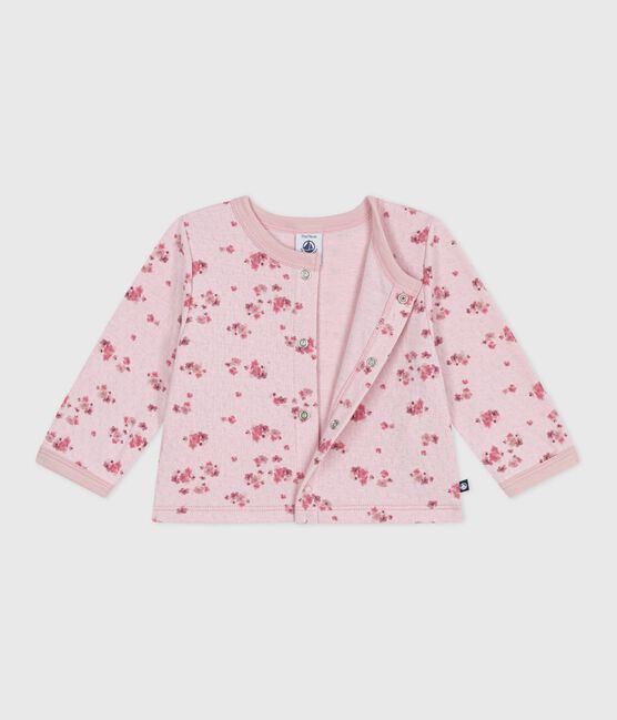 Babies' floral-print cotton cardigan JOLI pink/MULTICO white