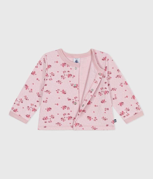 Babies' floral-print cotton cardigan pink/multicolor