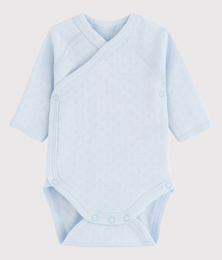 Unisex Babies' Short-Sleeved Wrapover Bodysuit blue