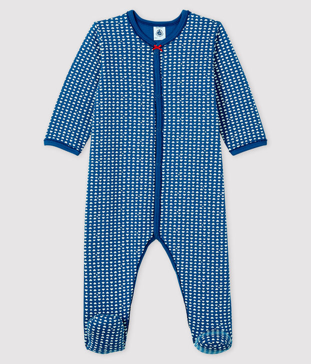 Baby Girls' Blue Tube Knit Sleepsuit blue/white