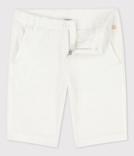 Boys' Linen Bermuda Shorts ECUME white