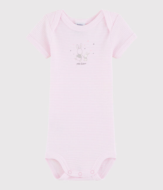 Unisex Babies' Short-Sleeved Bodysuit DOLL pink/ECUME white