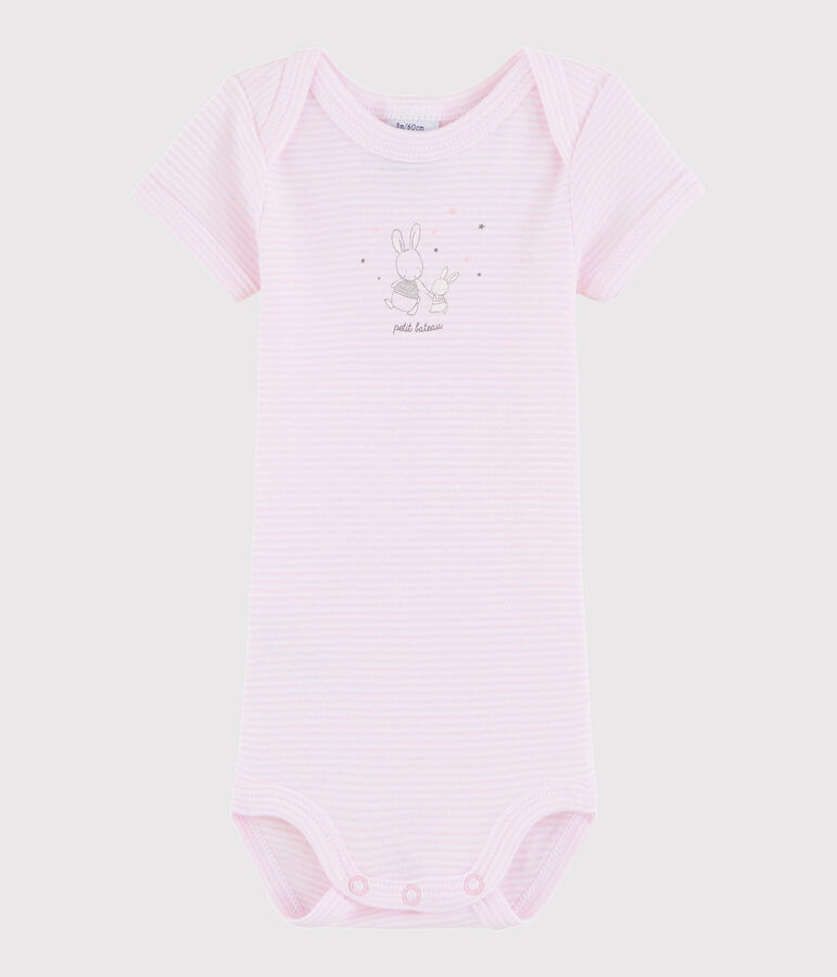 Unisex Babies' Short-Sleeved Bodysuit DOLL pink/ECUME white