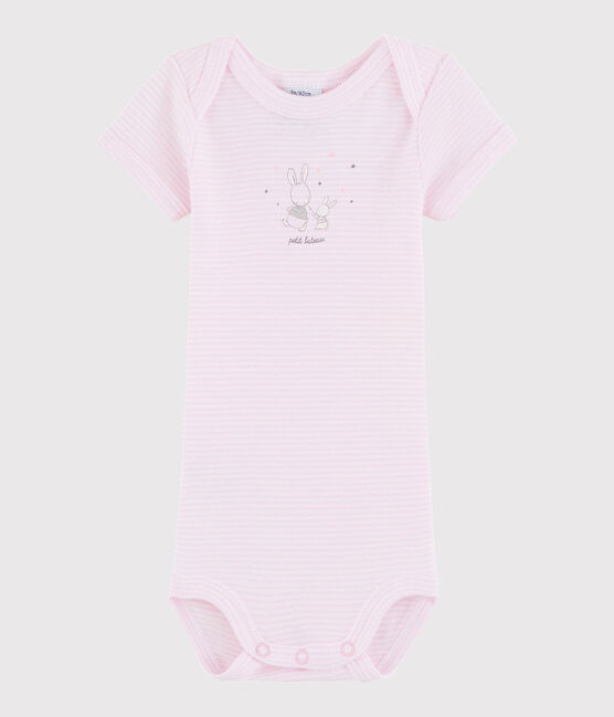Unisex Babies' Short-Sleeved Bodysuit DOLL pink/ECUME white