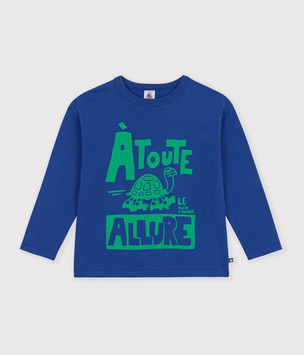 Children's long-sleeved patterned T-shirt blue