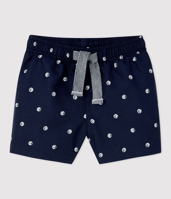 Babies' Eco-Friendly Swim Shorts SMOKING blue/MARSHMALLOW white