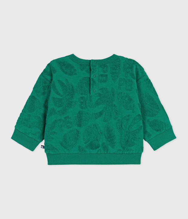 Babies' palm tree pattern cotton hoodie green