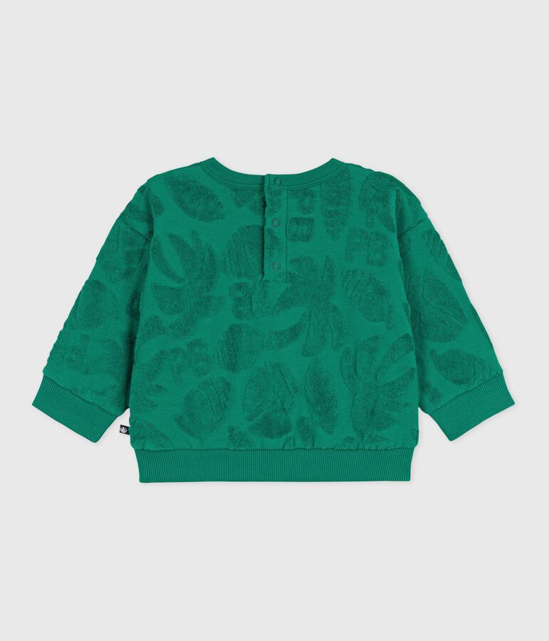Babies' palm tree pattern cotton hoodie green