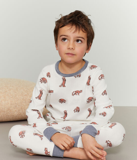 Boys' Ribbed Pyjamas MARSHMALLOW white/MULTICO white