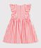 Children's sleeveless stripy cotton dress pink/white