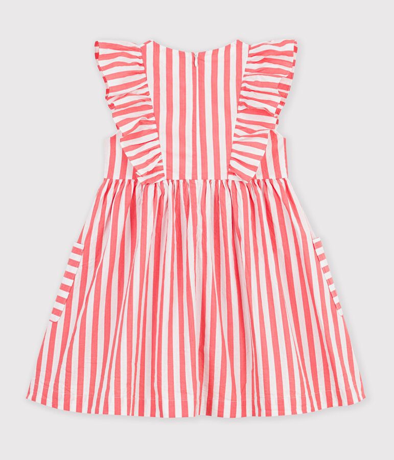 Children's sleeveless stripy cotton dress pink/white