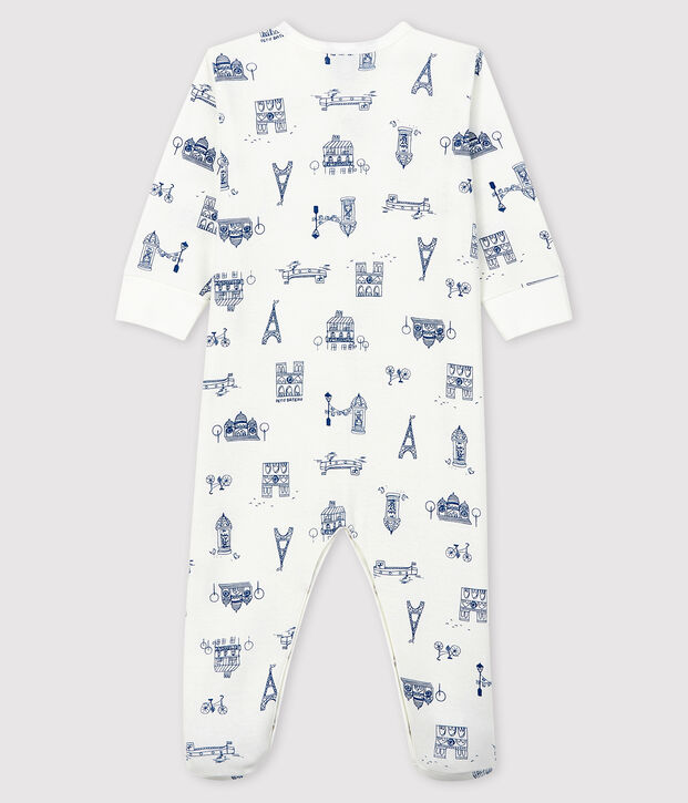 Babies' Paris Ribbed Sleepsuit white/blue