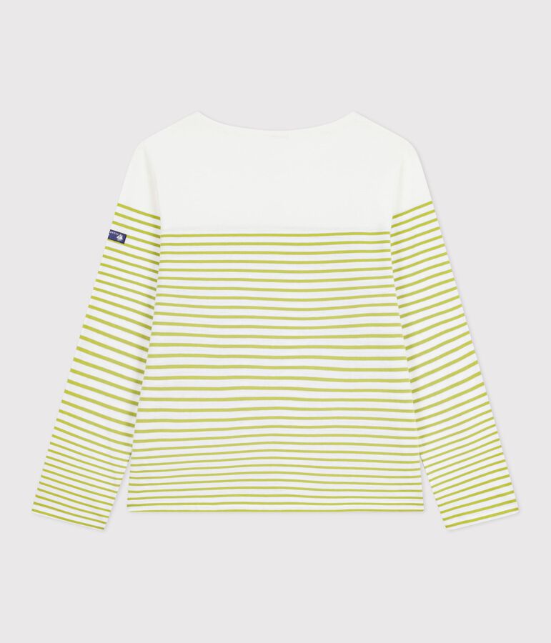 Women's stripy cotton Breton top green/green