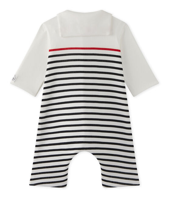 Baby boys' striped all-in-one with pea jacket collar LAIT white/SMOKING blue/TERKUIT