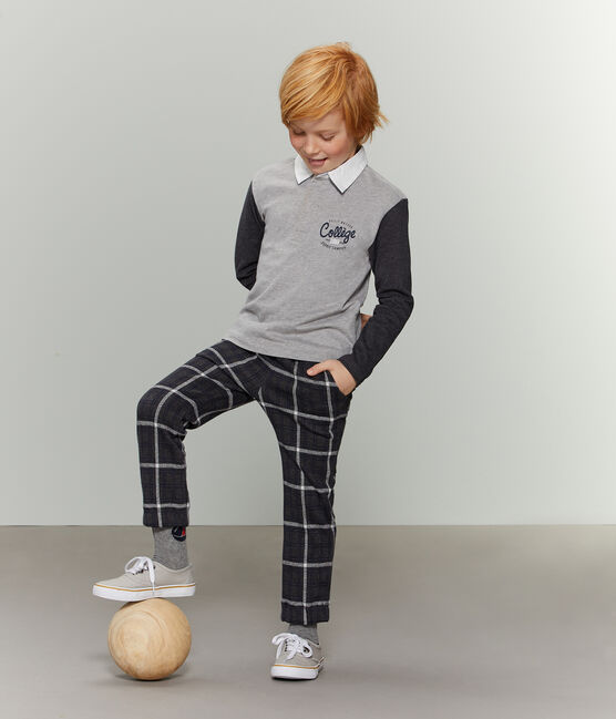 Boys' Rugby Polo Shirt SUBWAY grey/CITY black