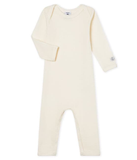 Babies' Long-Sleeved Bodysuit in Cotton/Wool ECRU CN