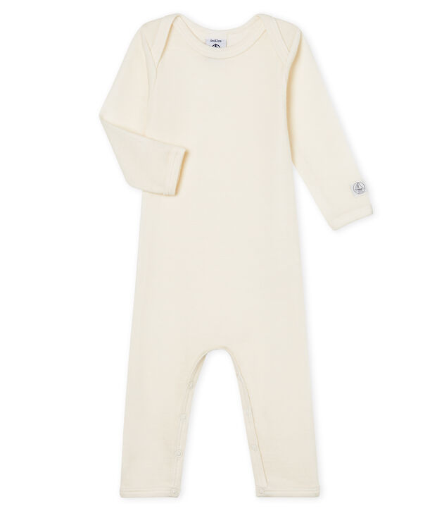Babies' Long-Sleeved Bodysuit in Cotton/Wool beige
