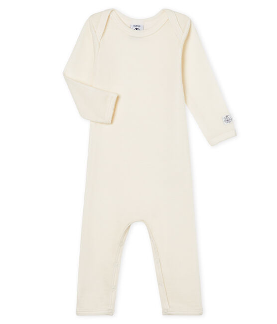 Babies' Long-Sleeved Bodysuit in Cotton/Wool ECRU CN
