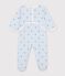 Babies' star-print fleece pyjama suit with a back opening white/multicolor