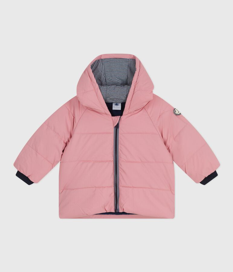 Babies' puffer jacket in plain polyester pink