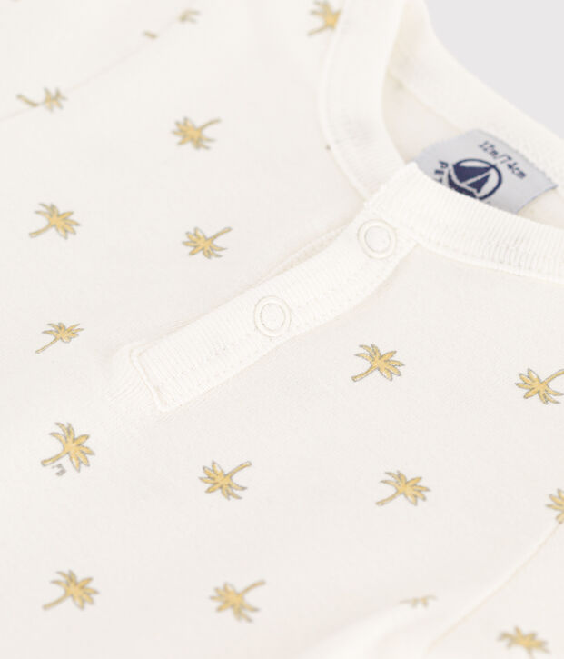 Babies' Short-Sleeved Cotton Palm Print Bodysuit white/multicolor