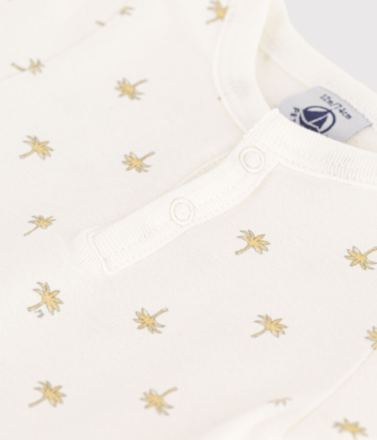 Babies' Short-Sleeved Cotton Palm Print Bodysuit white/multicolor