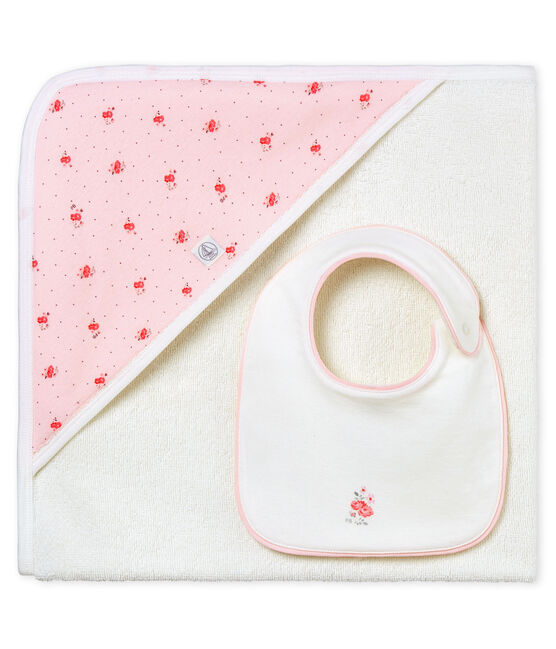 Baby girls' square bath towel and bib variante 1