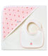 Baby girls' square bath towel and bib