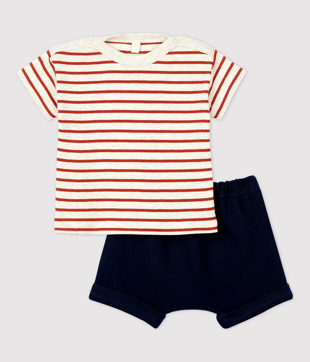 Babies' Organic Cotton Striped Clothing - 2-Piece Set beige/brown