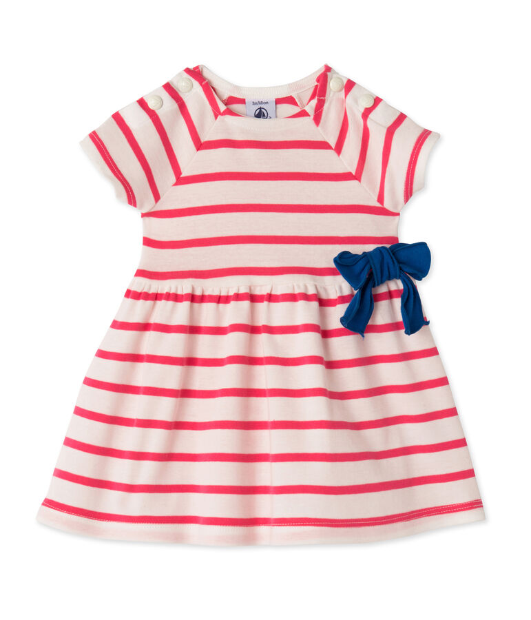 Robe b&eacute;b&eacute; fille ray&eacute;e white/pink
