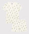 Girls' Floral Cotton and Linen Blend Short Pyjamas MARSHMALLOW white/MULTICO white