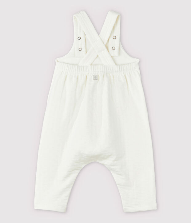 Babies' White Organic Cotton Tube Knit Dungarees white