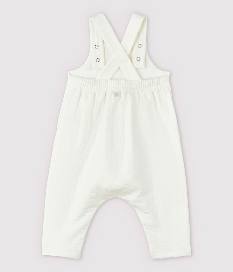Babies' White Organic Cotton Tube Knit Dungarees white