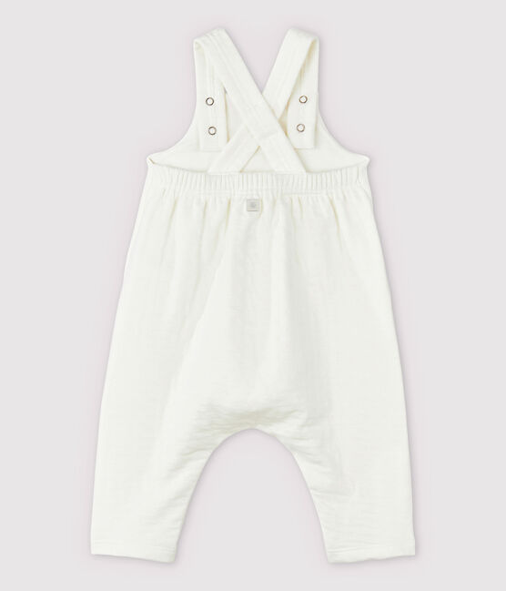 Babies' White Organic Cotton Tube Knit Dungarees MARSHMALLOW white