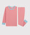 Boys' Stripy Cotton Pyjamas OURSIN orange/MARSHMALLOW white