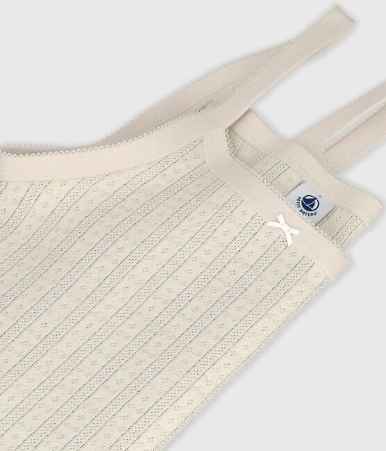 Women's strappy openwork cotton top MILK Ecru