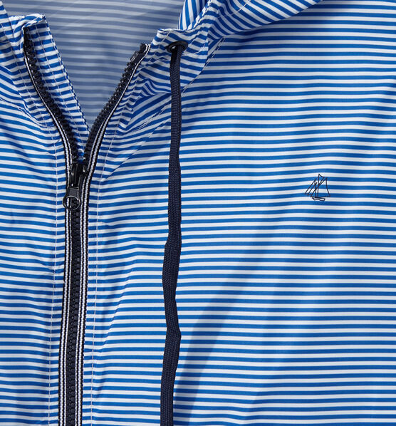 Unisex milleraies-striped waterproof windbreaker PERSE blue/MARSHMALLOW white