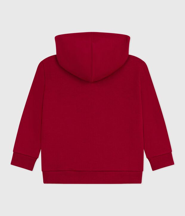 Children's zip-fastened plain cotton sweatshirt red