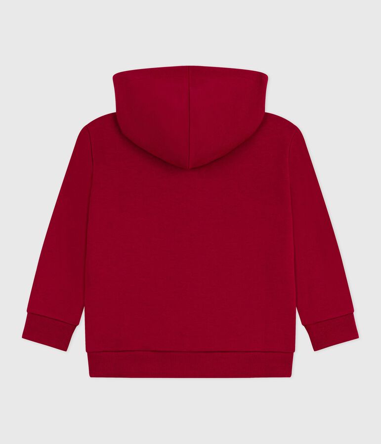 Children's zip-fastened plain cotton sweatshirt AMARANTE red